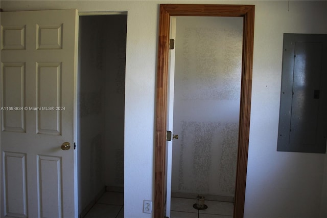 bathroom featuring tile patterned floors and electric panel