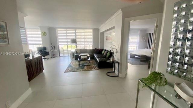 view of tiled living room