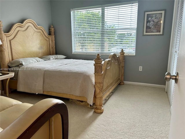 carpeted bedroom featuring a closet