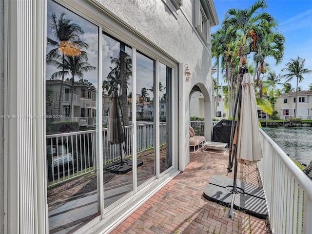 balcony with a water view