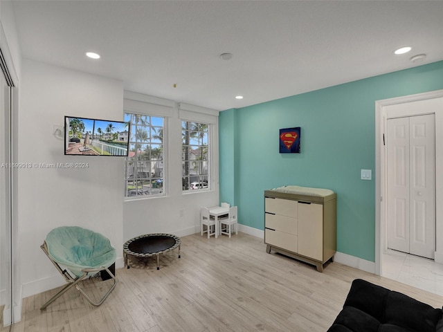 living area featuring light wood-type flooring