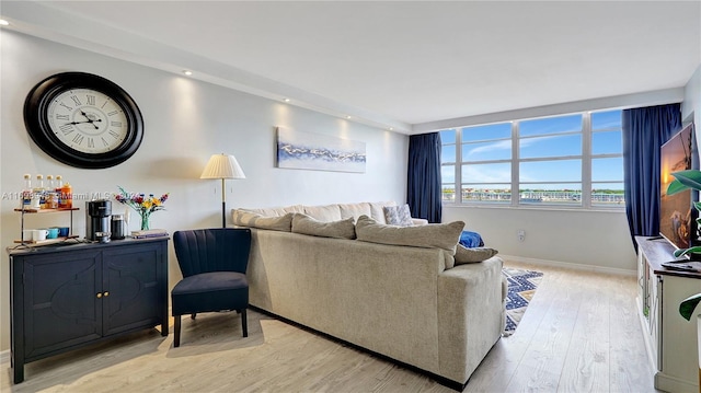 living room featuring light hardwood / wood-style flooring