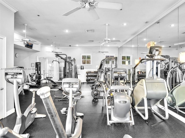 gym featuring ornamental molding