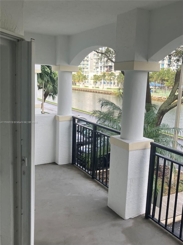 balcony with a water view