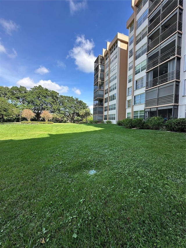 exterior space with a yard