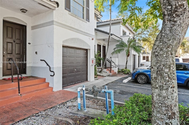 exterior space featuring a garage