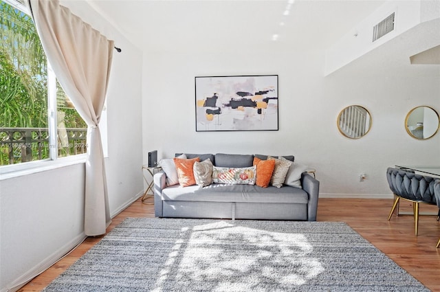 living room featuring light wood-type flooring