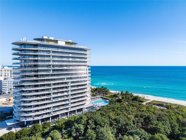 exterior space with a beach view