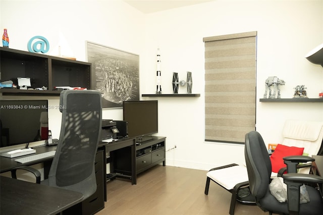 office area featuring hardwood / wood-style flooring