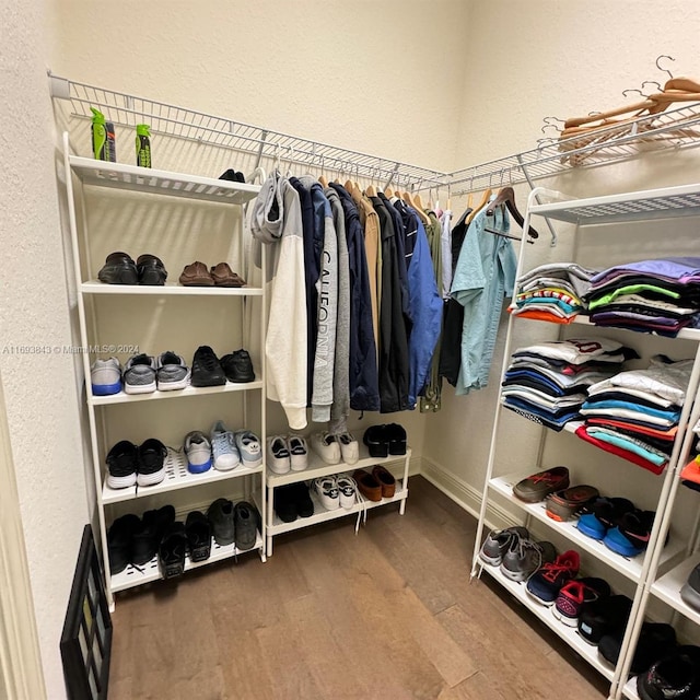 spacious closet featuring hardwood / wood-style flooring