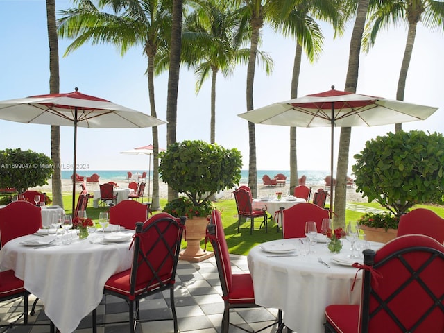 view of patio / terrace with a water view