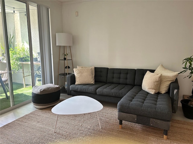 view of tiled living room