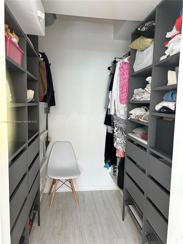 walk in closet featuring light wood-type flooring