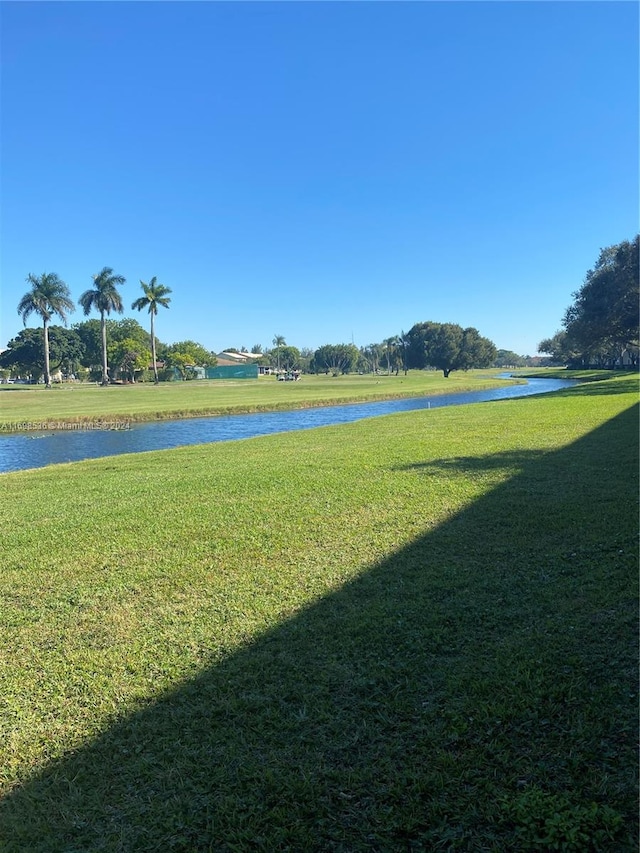 view of yard with a water view