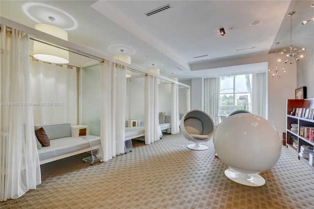 bathroom with an inviting chandelier