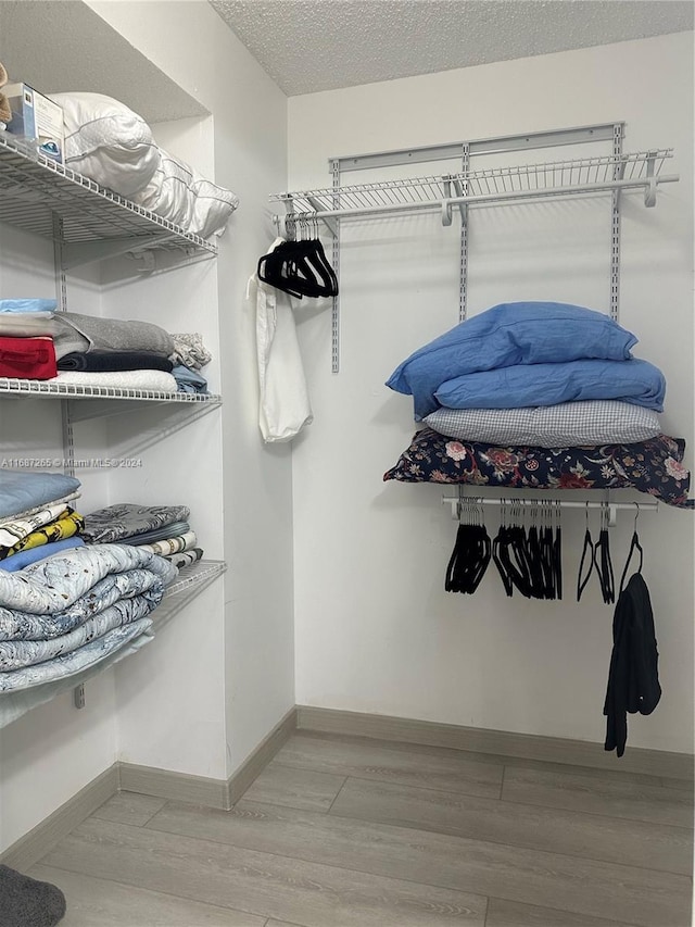 spacious closet featuring light hardwood / wood-style floors