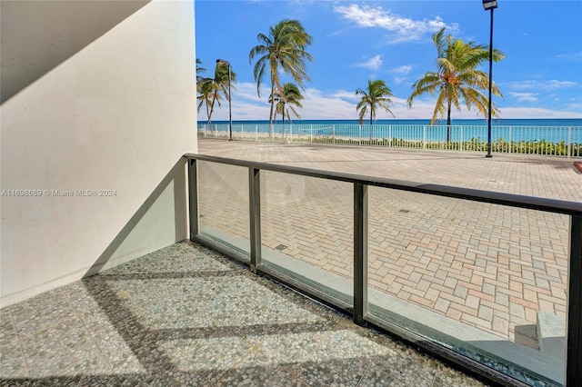 exterior space featuring a beach view