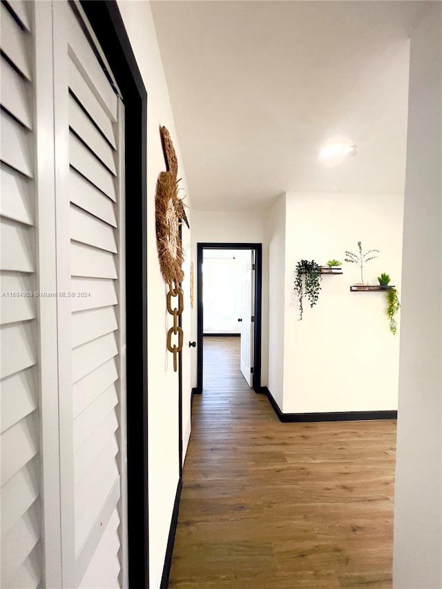 corridor featuring hardwood / wood-style floors