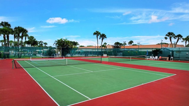 view of tennis court with basketball court