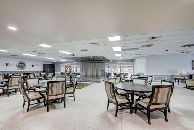 view of tiled dining room