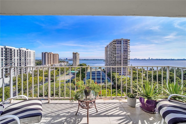 balcony with a water view