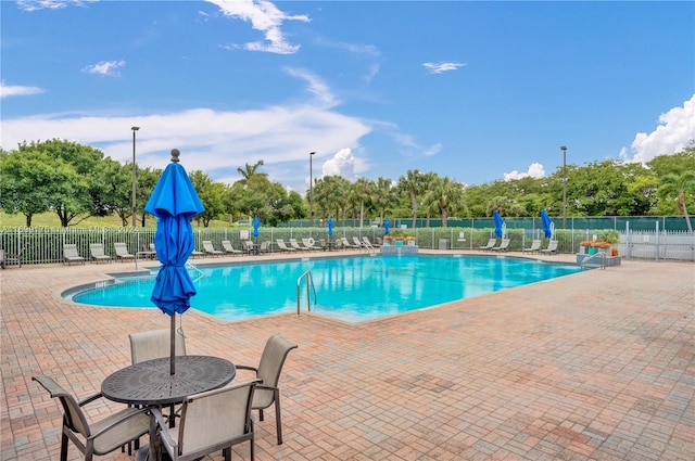 view of pool featuring a patio