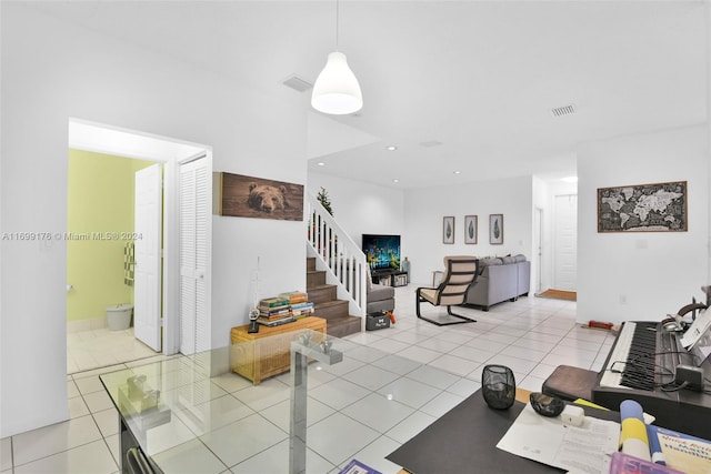 view of tiled living room