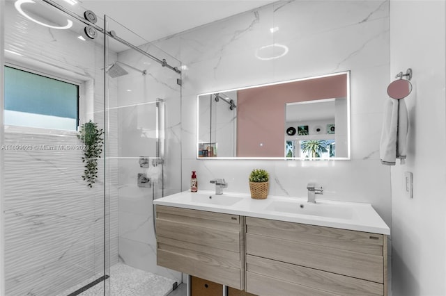 10 SW 124th Ave, Miami, FL 33184 - full bath with a marble finish shower, double vanity, and plenty of natural light