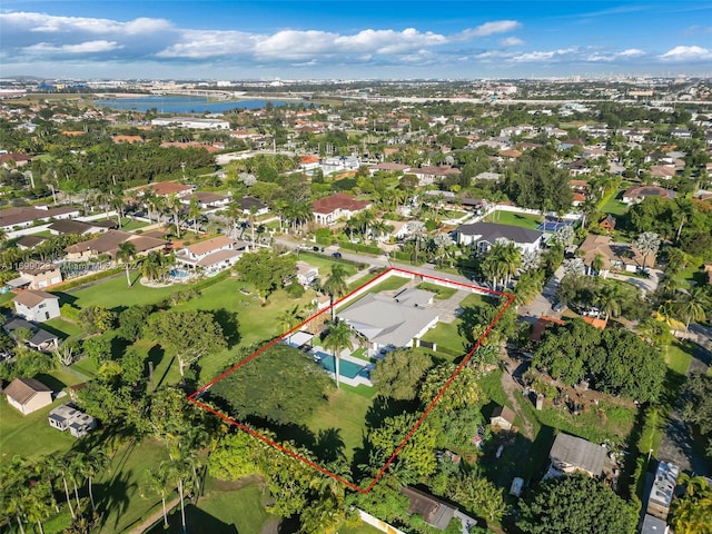 bird's eye view featuring a water view