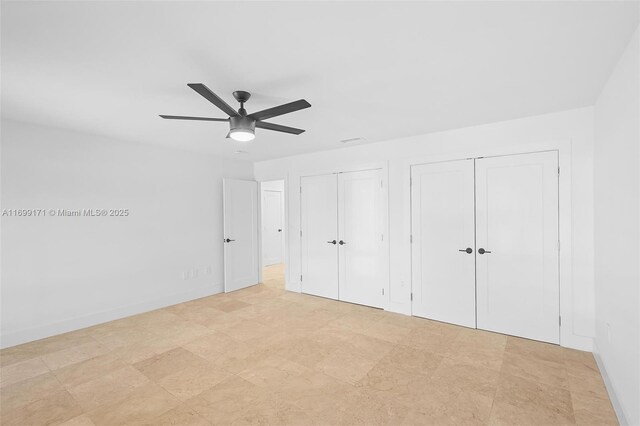 unfurnished bedroom with ceiling fan