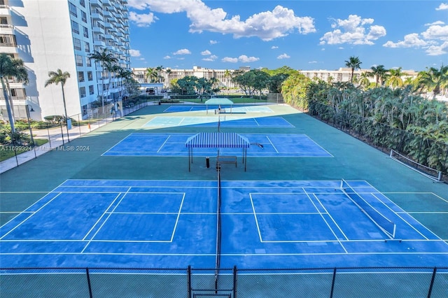 view of tennis court with basketball court