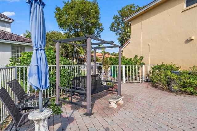 view of patio with a pergola