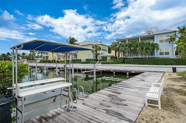 dock area featuring a water view