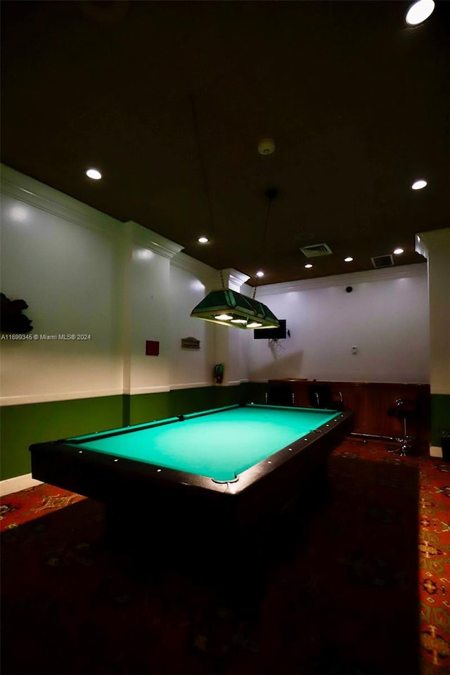 recreation room featuring pool table