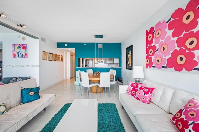 view of tiled living room