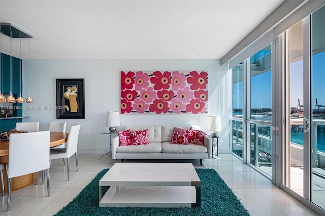 living room featuring a wealth of natural light