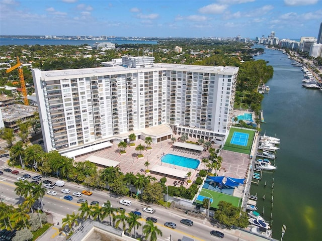 bird's eye view featuring a water view