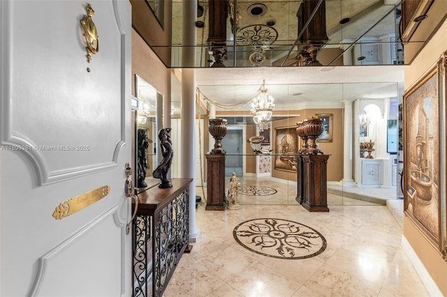 entryway with a high ceiling