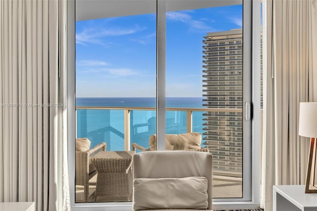 balcony with a water view