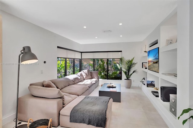 view of tiled living room