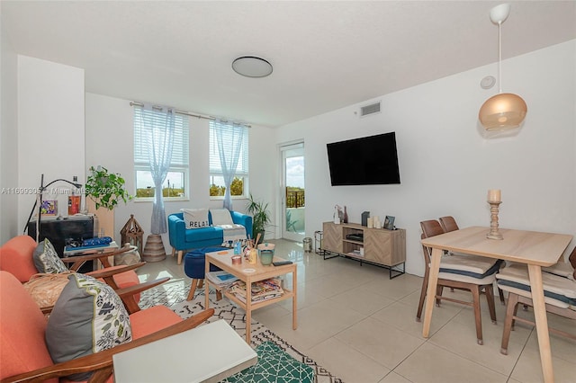 view of tiled living room