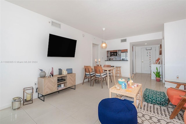 view of tiled living room