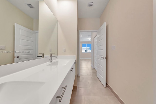 bathroom featuring vanity and tile patterned floors