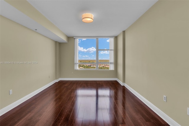 spare room with dark hardwood / wood-style floors