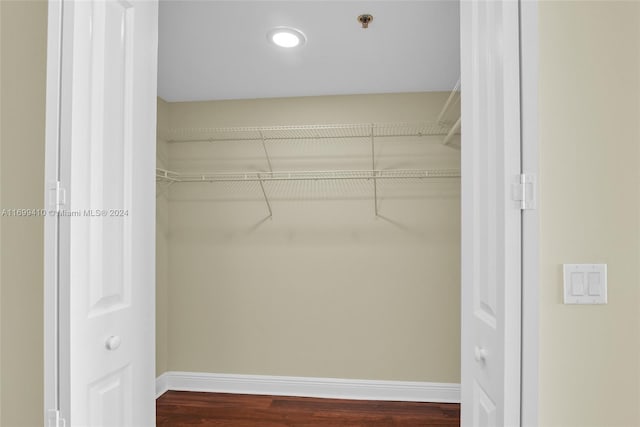 walk in closet with hardwood / wood-style floors