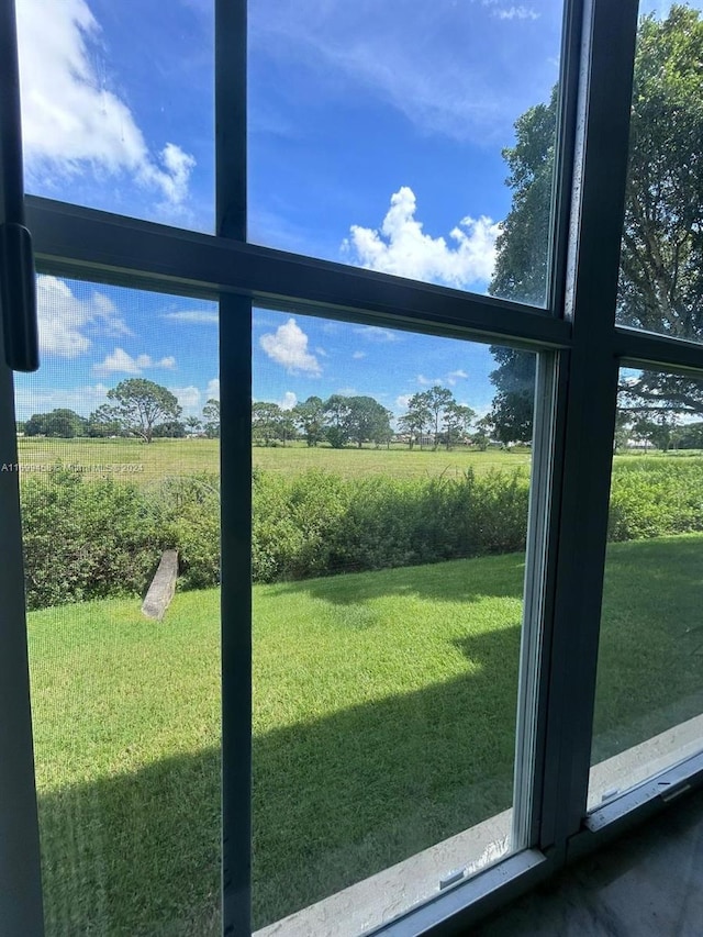 doorway to outside featuring a wealth of natural light and a rural view