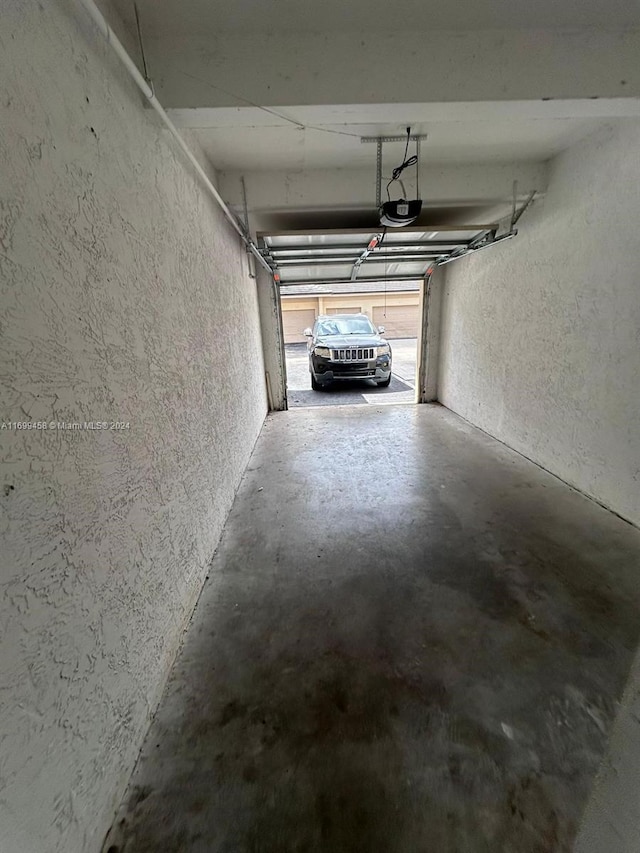 garage with a garage door opener