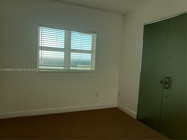 unfurnished bedroom with a closet and carpet floors