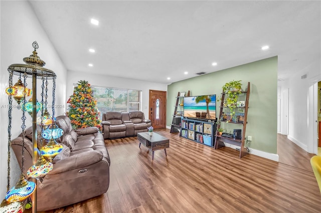 living room with wood-type flooring