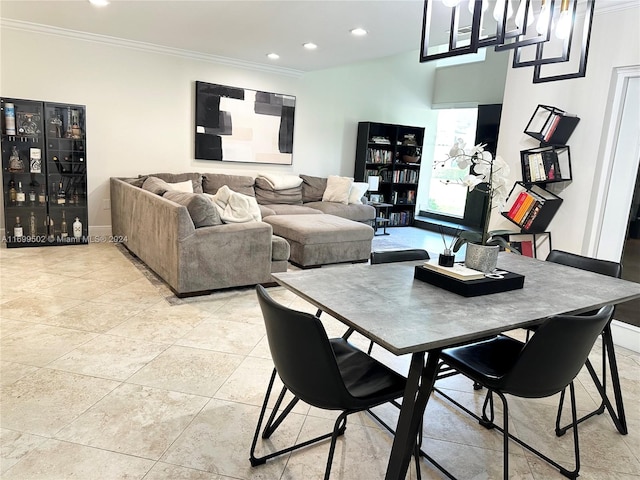 dining room with crown molding